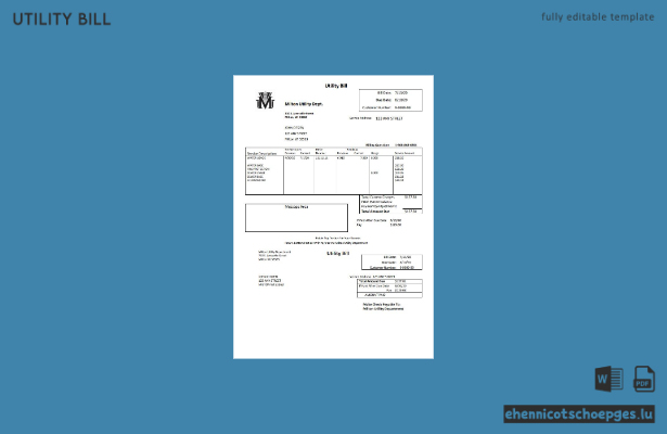 USA Massachusetts Milton Utility Dept Beispielrechnung der Wasserwerke